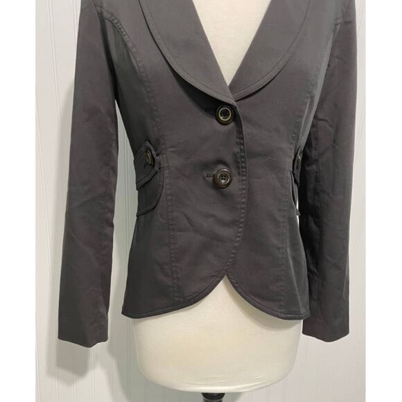 Cabi Work It Two Button Blazer 769 Flap Pockets  Career Charcoal Grey‎ SIze 6 - Picture 3 of 11